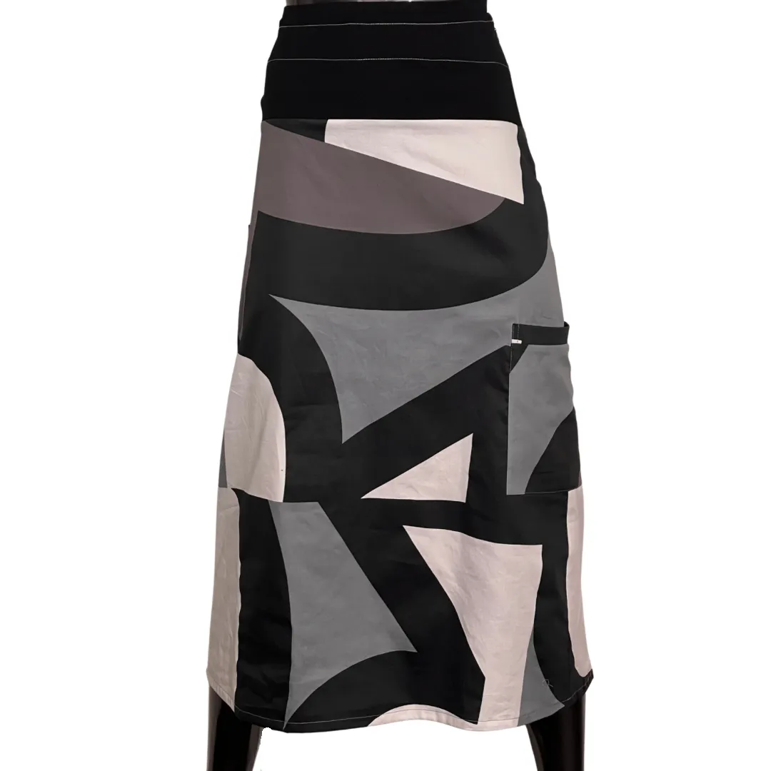 Abstract Print Ponte Cotton Skirt