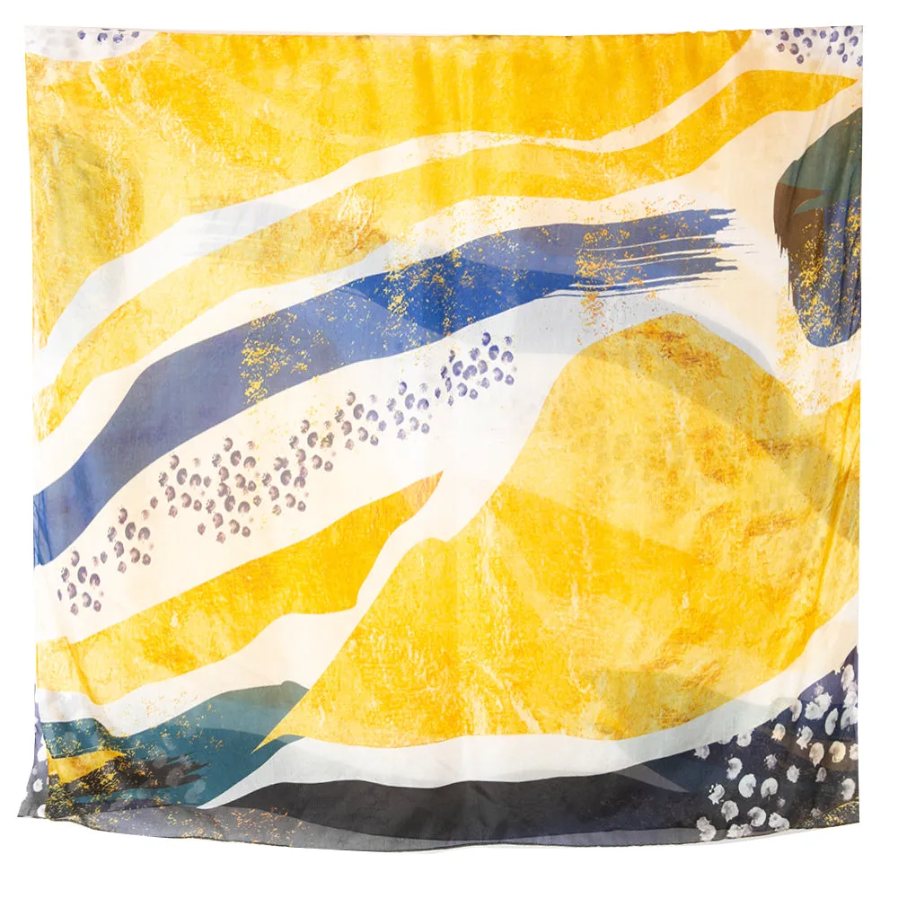 Abstract Waves Silk Scarf