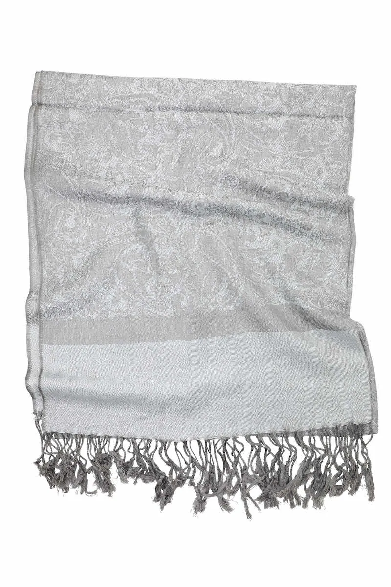 Achillea Silver Grey Jacquard Pashmina Scarf