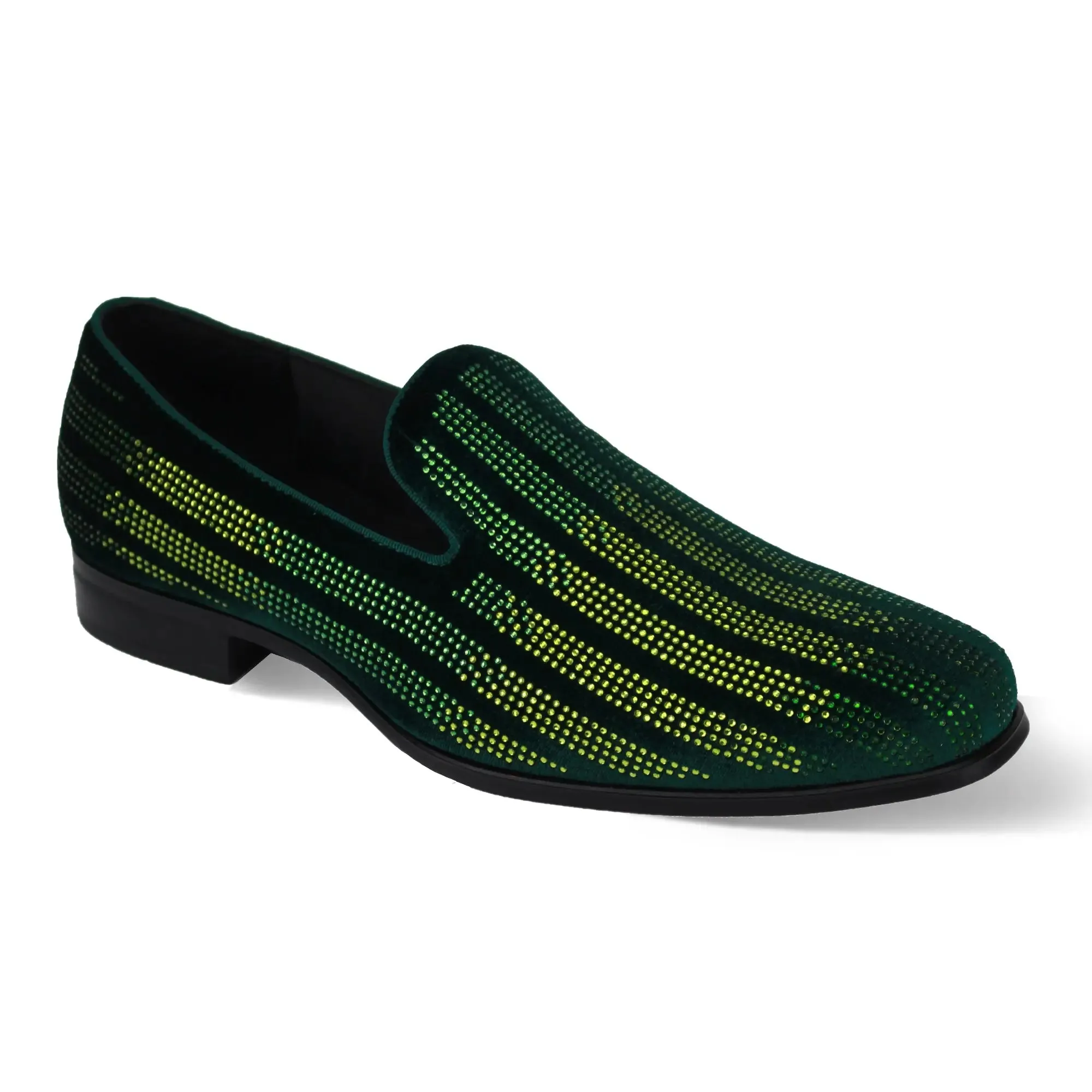 After Midnight Marco Velvet Rhinestone Smoker Slip-On Loafers