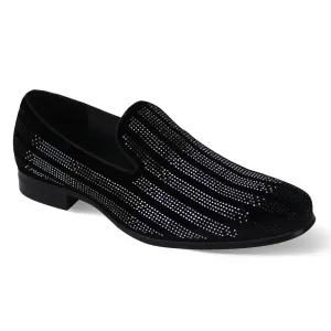 After Midnight Marco Velvet Rhinestone Smoker Slip-On Loafers