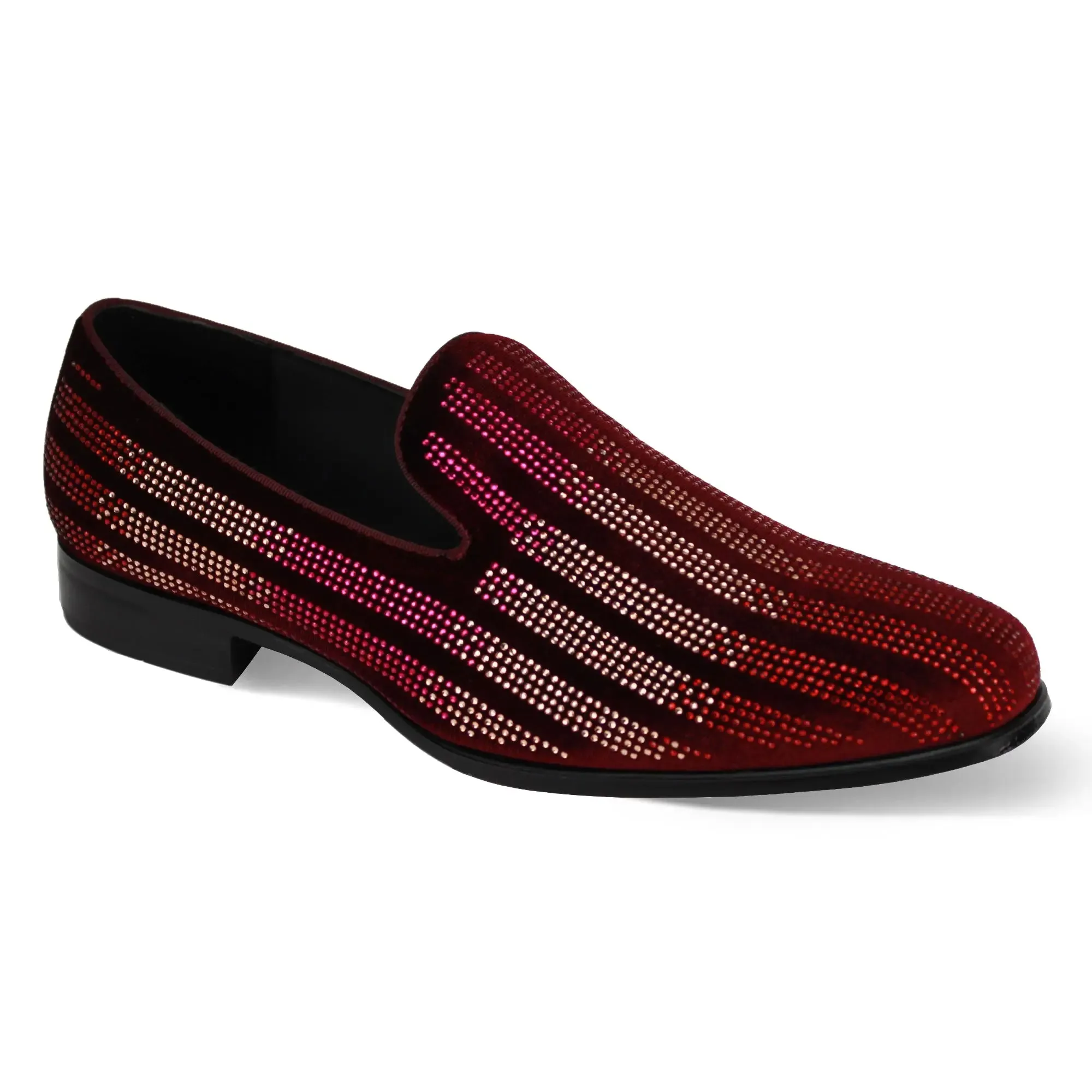 After Midnight Marco Velvet Rhinestone Smoker Slip-On Loafers