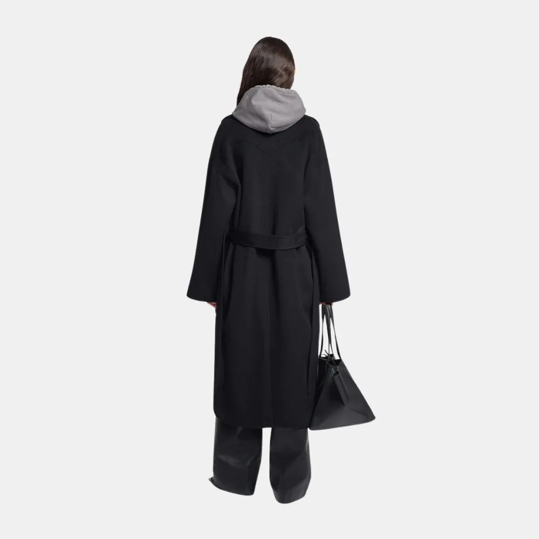 Alamo Double Wool Oversized Robe Coat (Black)