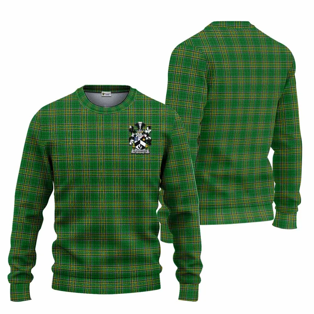 Alexander Irish Clan Tartan Knitted Sweater with Coat of Arms