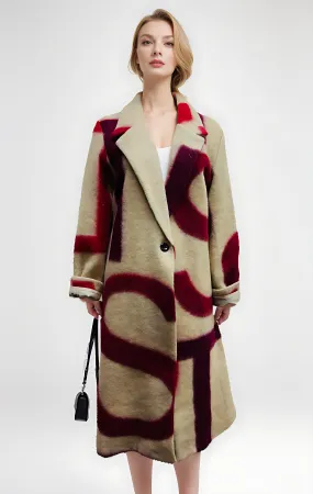 Alphabet Pattern Oversize Coat