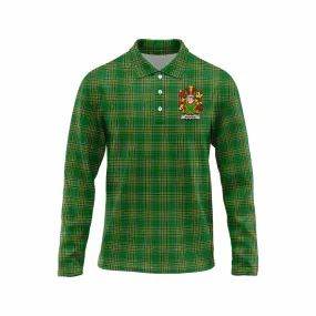 Andrew Irish Clan Tartan Long Sleeve Polo Shirt with Coat of Arms