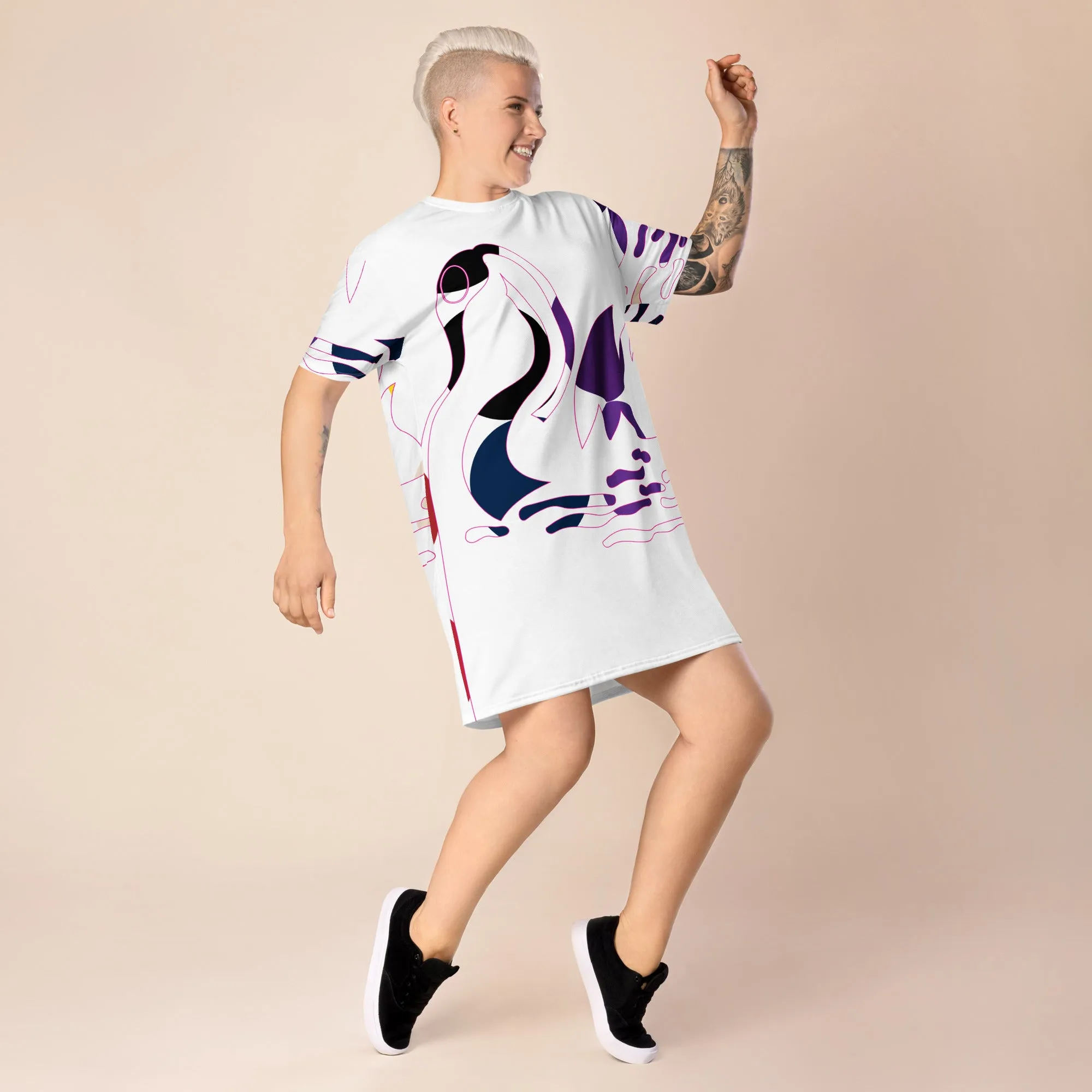 Artistic Printed T-Shirt Dress | Unique Designs for Fashion Enthusiasts | T-Shirt Dress for Women, Wearable Creativity