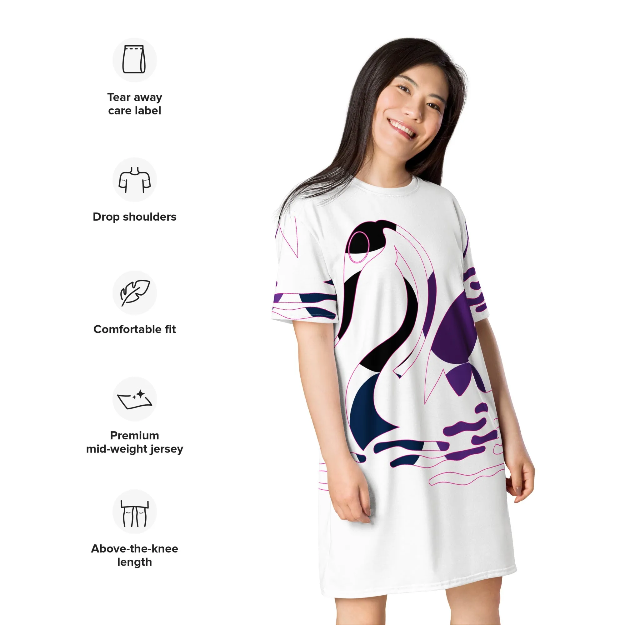 Artistic Printed T-Shirt Dress | Unique Designs for Fashion Enthusiasts | T-Shirt Dress for Women, Wearable Creativity