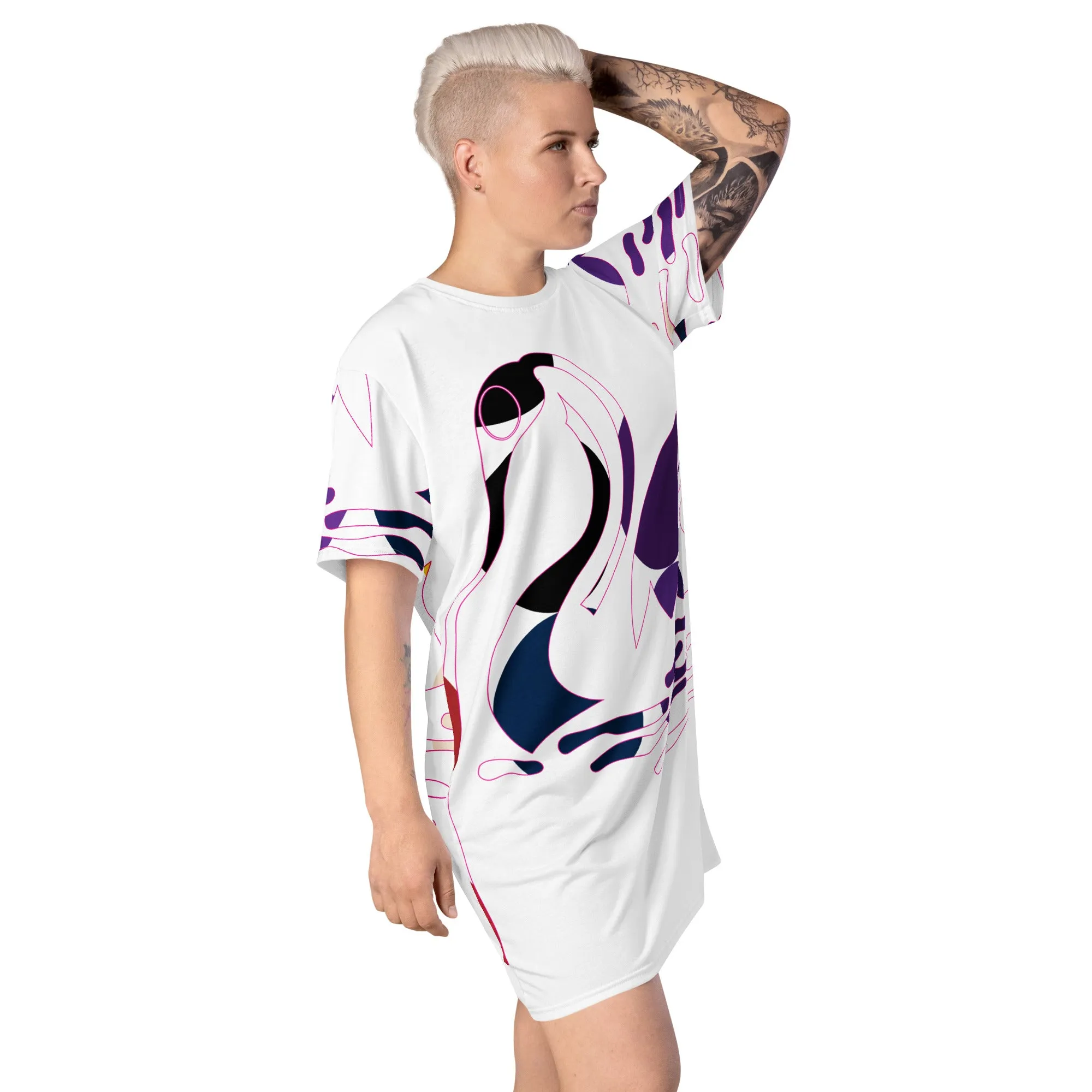 Artistic Printed T-Shirt Dress | Unique Designs for Fashion Enthusiasts | T-Shirt Dress for Women, Wearable Creativity