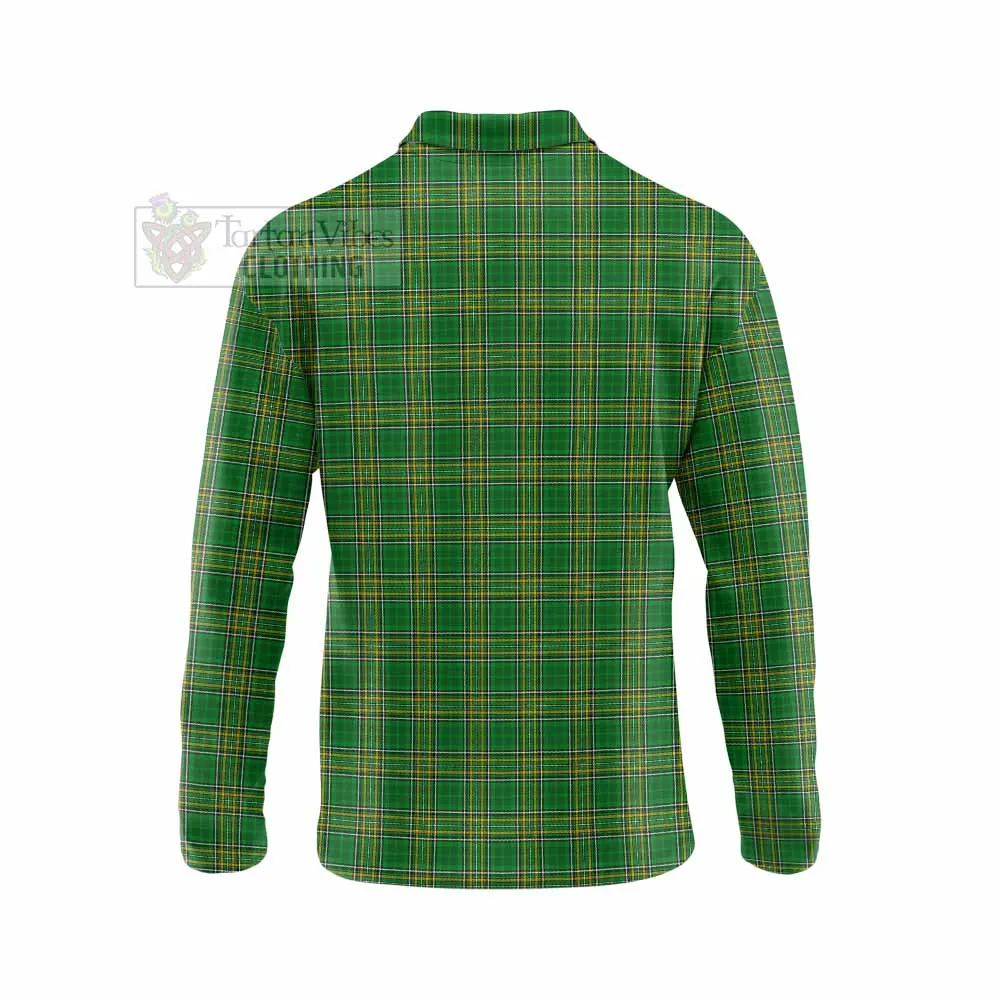 Ashfield Irish Clan Tartan Long Sleeve Polo Shirt with Coat of Arms