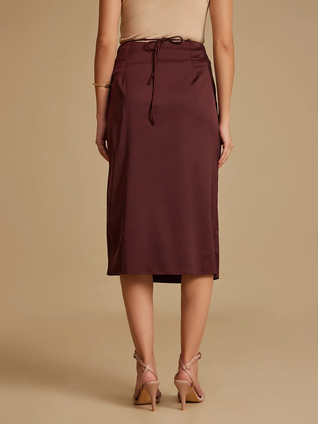 Ashton Wine Solid Midi Skirt