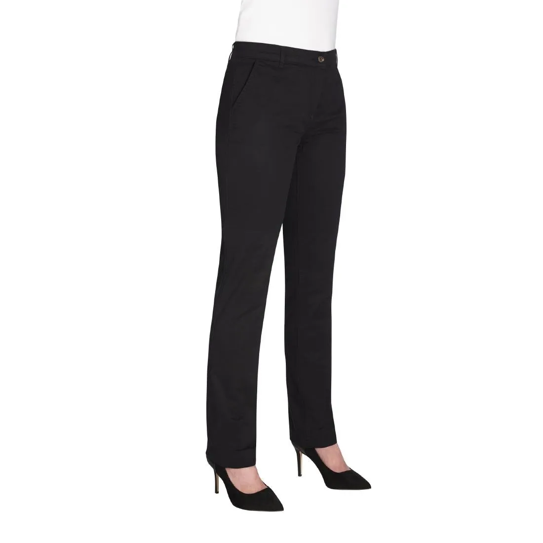 BA083-24 Brook Taverner Womens Houston Slim Leg Chinos Black Size 24