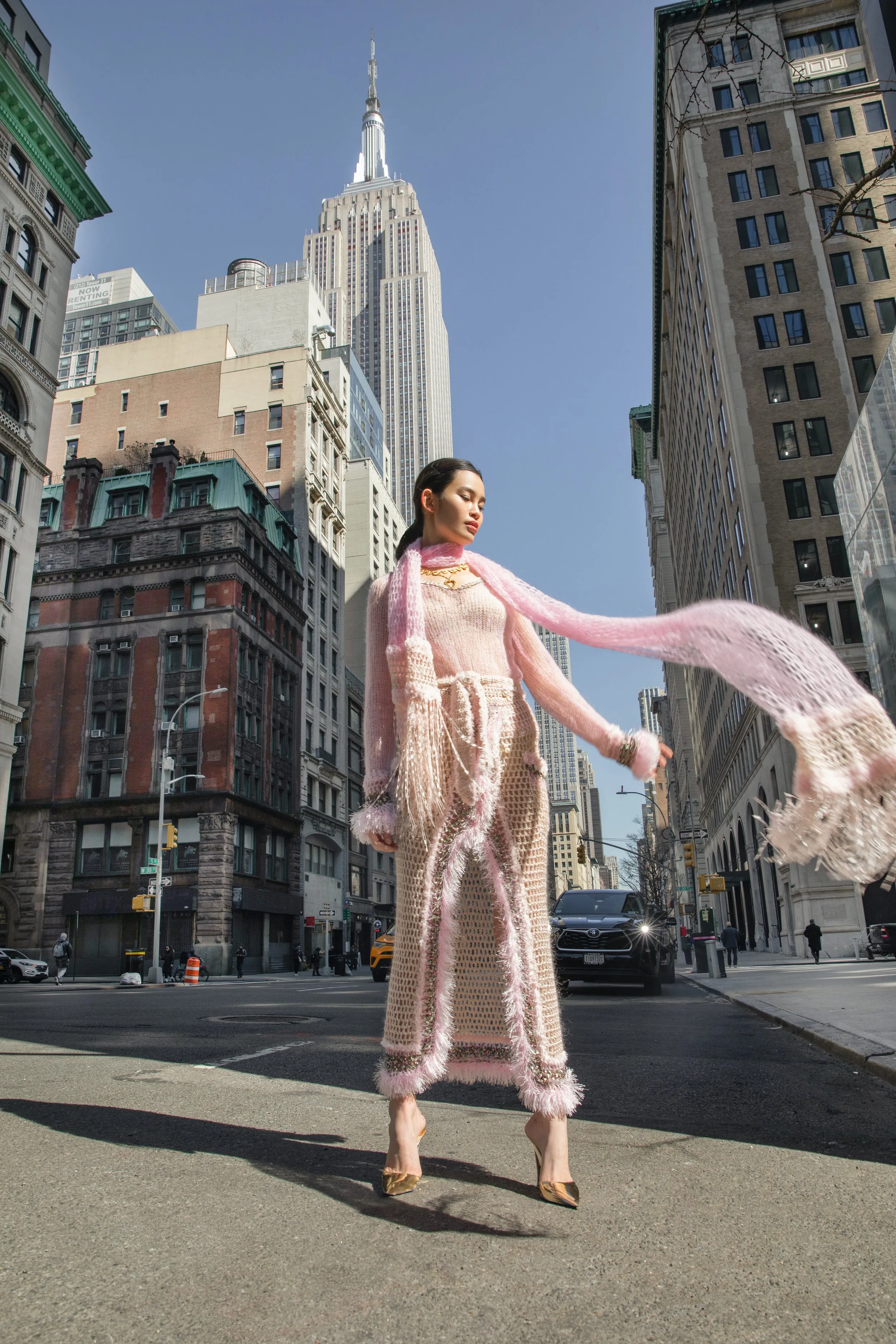 Baby Pink Cashmere Handmade Knit Shawl