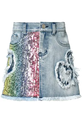 Baby Sara Multi Color Sequin Heart Skirt