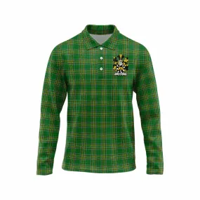 Ball Irish Clan Tartan Long Sleeve Polo Shirt with Coat of Arms