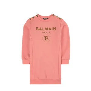 Balmain Kids Pink Logo Sweater Dress