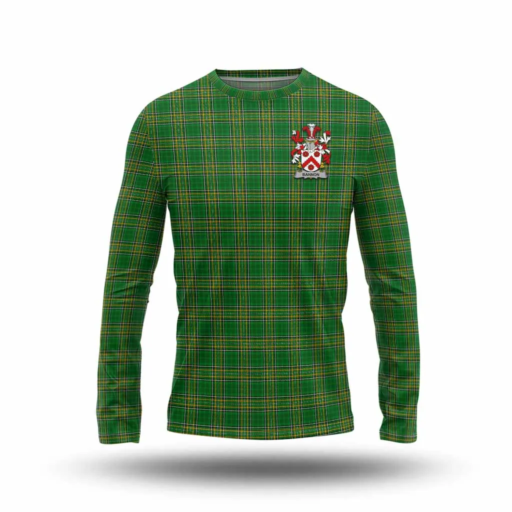 Bannon Irish Clan Tartan Long Sleeve T-Shirt with Coat of Arms