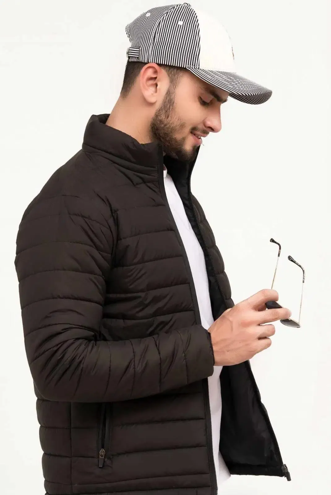 Baranstore™ Men's Plain Black Puffer Jacket - 1 Pc in Parachute Fabric