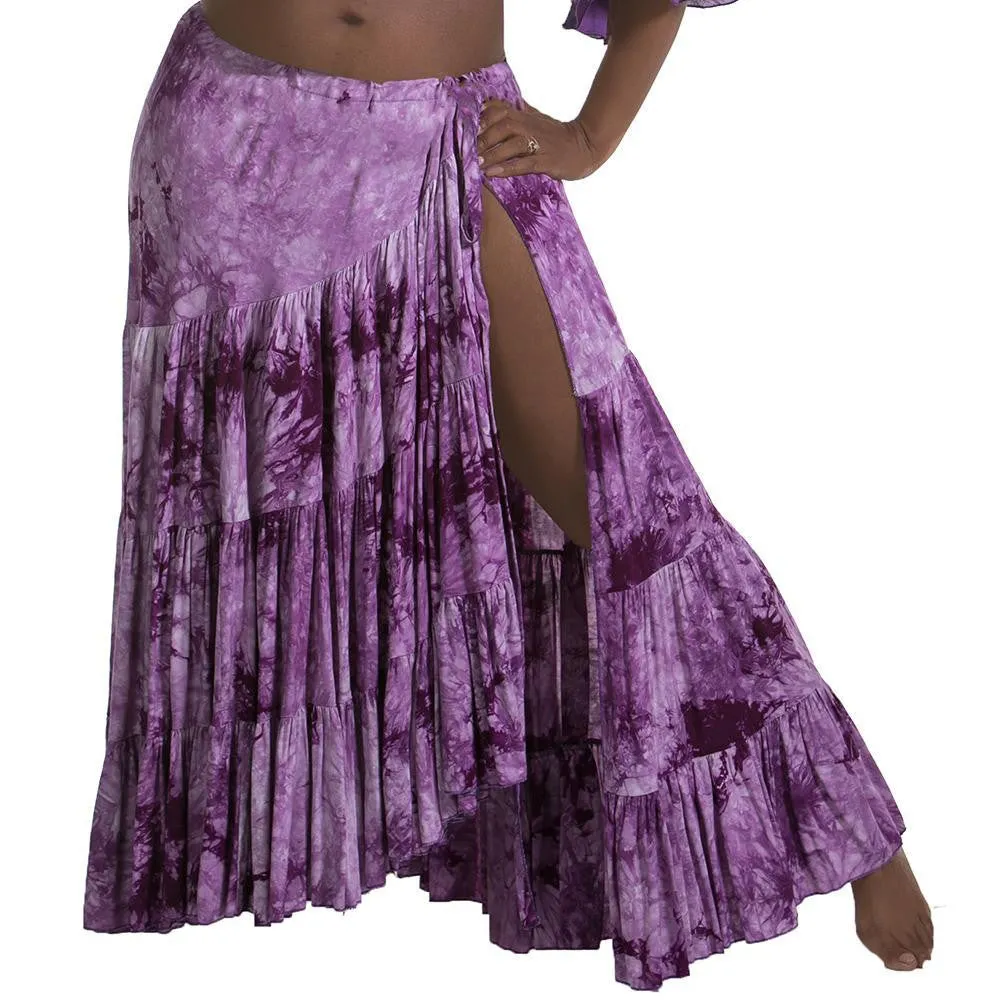 Belly Dance Tye-Dye Cotton Skirt with Side Slit | BATIK BELLYDANCE SKIRT