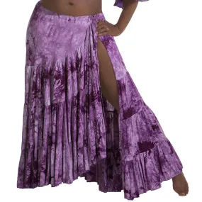 Belly Dance Tye-Dye Cotton Skirt with Side Slit | BATIK BELLYDANCE SKIRT