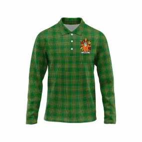 Bindon Irish Clan Tartan Long Sleeve Polo Shirt with Coat of Arms