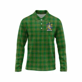 Bingham Irish Clan Tartan Long Sleeve Polo Shirt with Coat of Arms