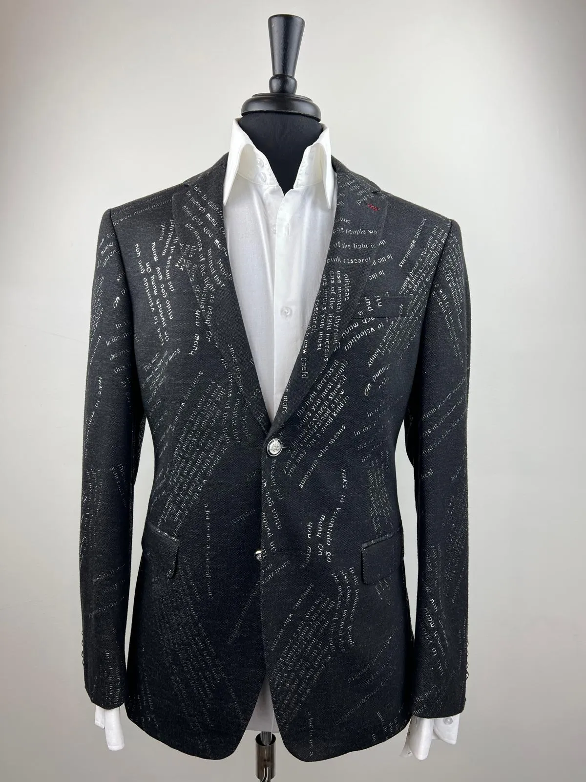 Black Elegant Blazer with Poetry Scriptures