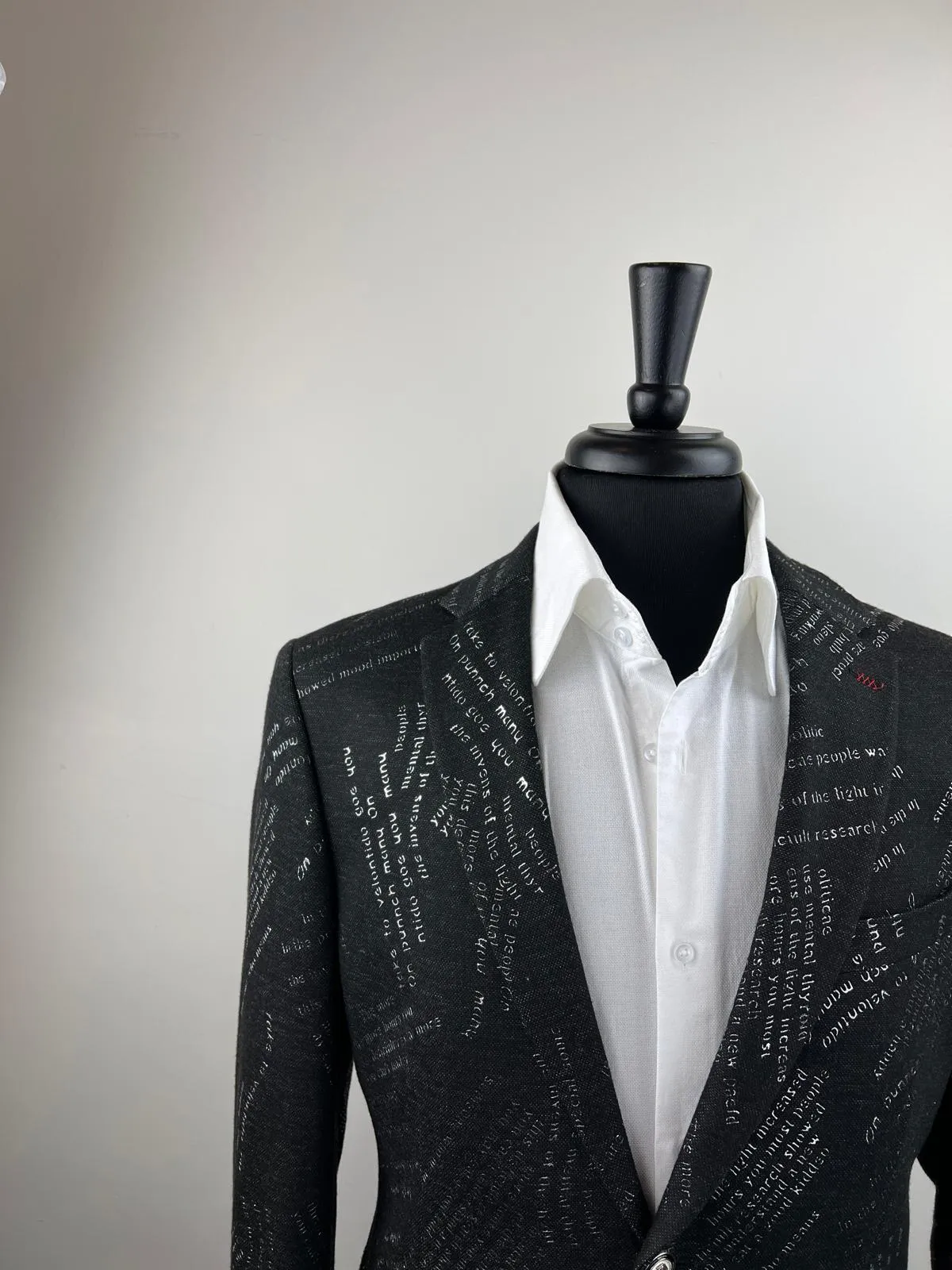 Black Elegant Blazer with Poetry Scriptures