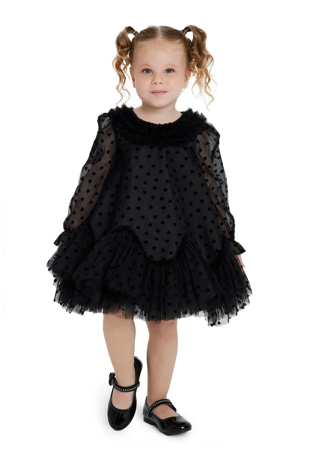 Black Ruffled Girls Dress