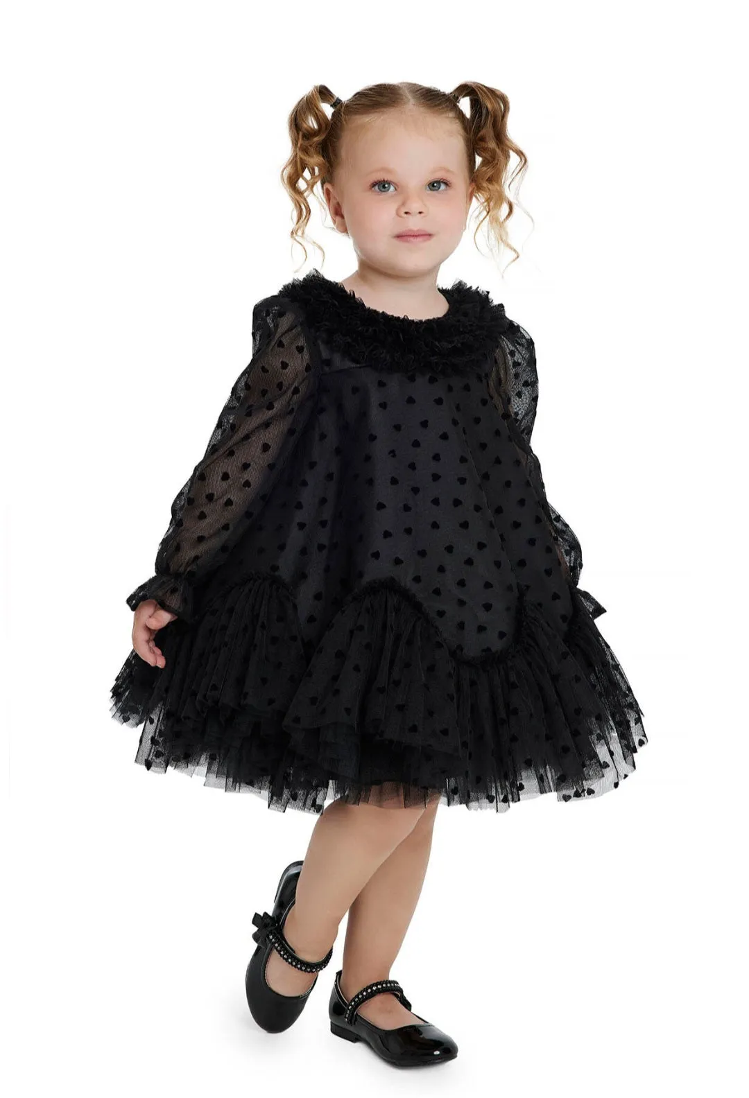 Black Ruffled Girls Dress