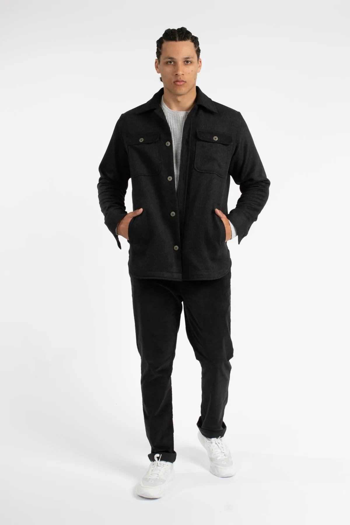 Black Twill Overshirt Jacket