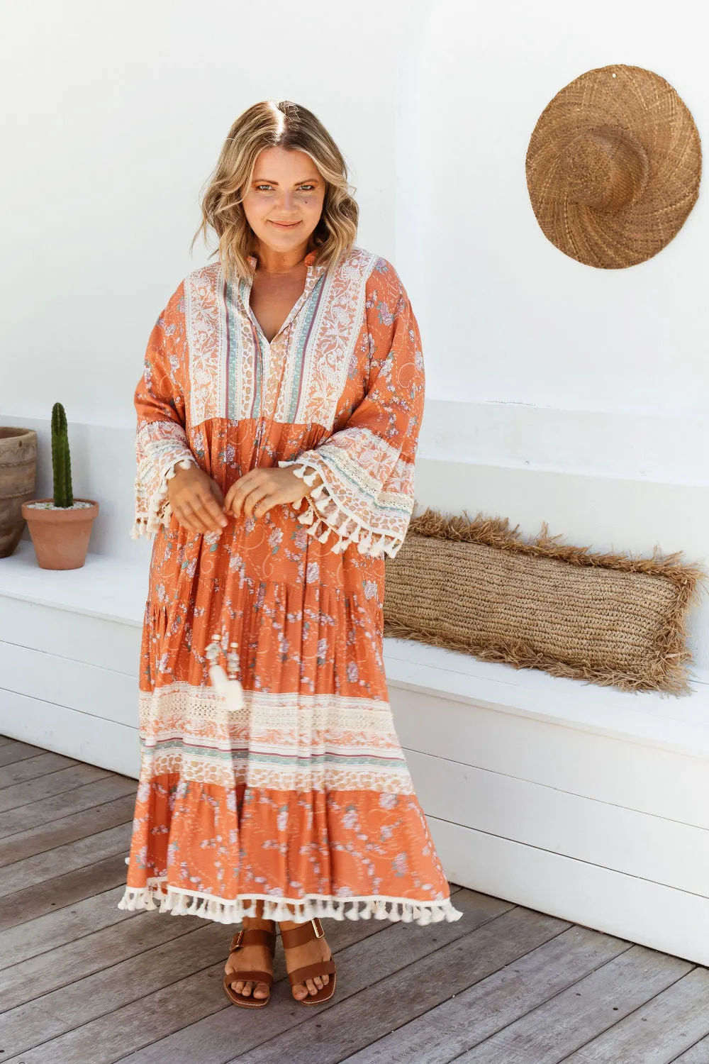 Boho Maxi Dress - Peach