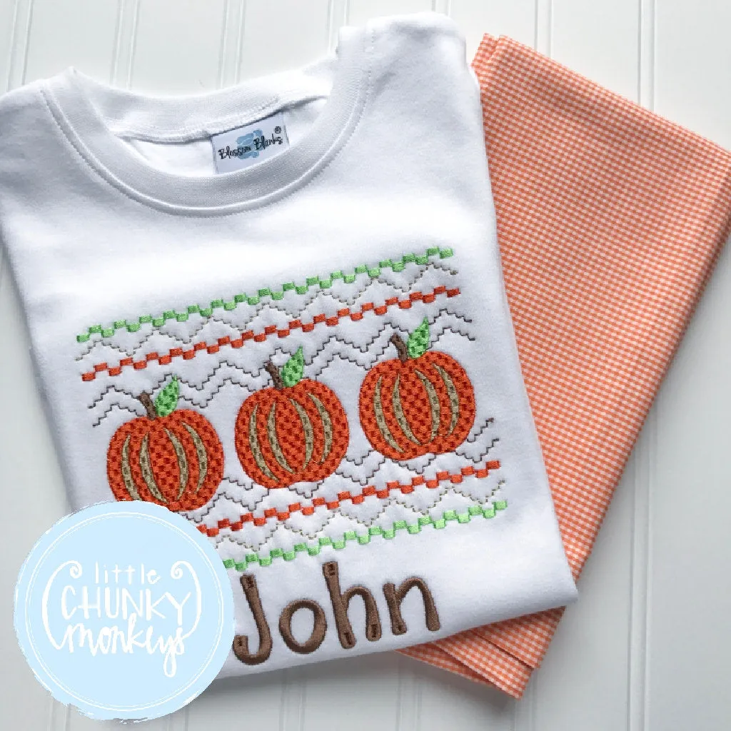 Boy Shirt - Faux Smocked Pumpkin Patch Shirt