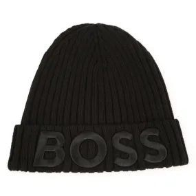 Boys Black Cotton Beanie Hat