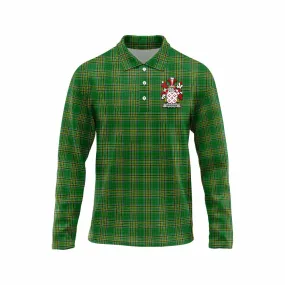 Bracken Irish Clan Tartan Long Sleeve Polo Shirt with Coat of Arms