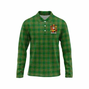 Broder Irish Clan Tartan Long Sleeve Polo Shirt with Coat of Arms