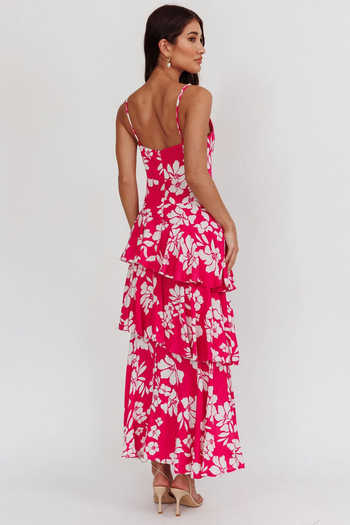 Carlo Tiered Ruffle Maxi Dress Pink