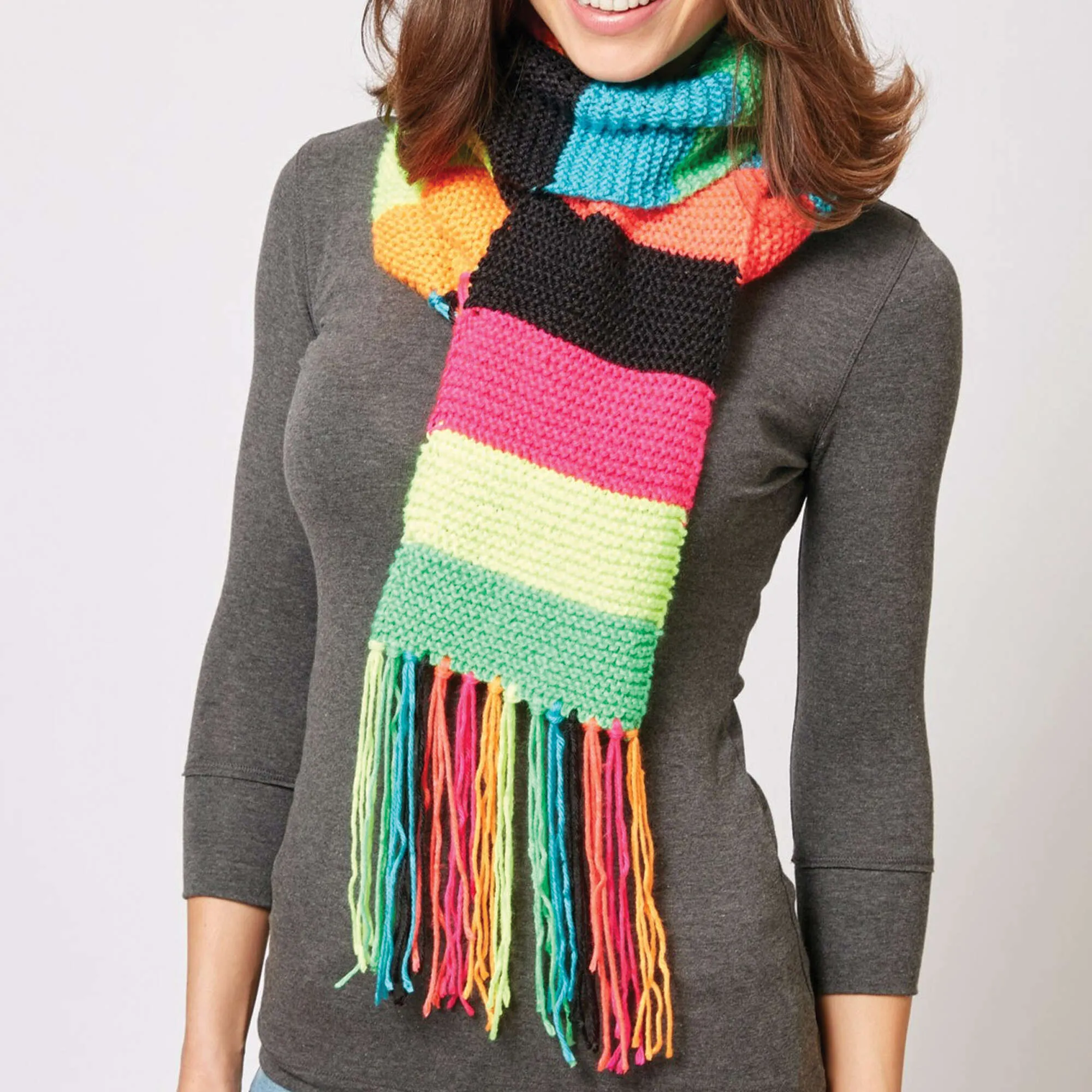 Caron Simple Stripes Knit Scarf