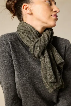 Cashmere Alex Rib Scarf in Army