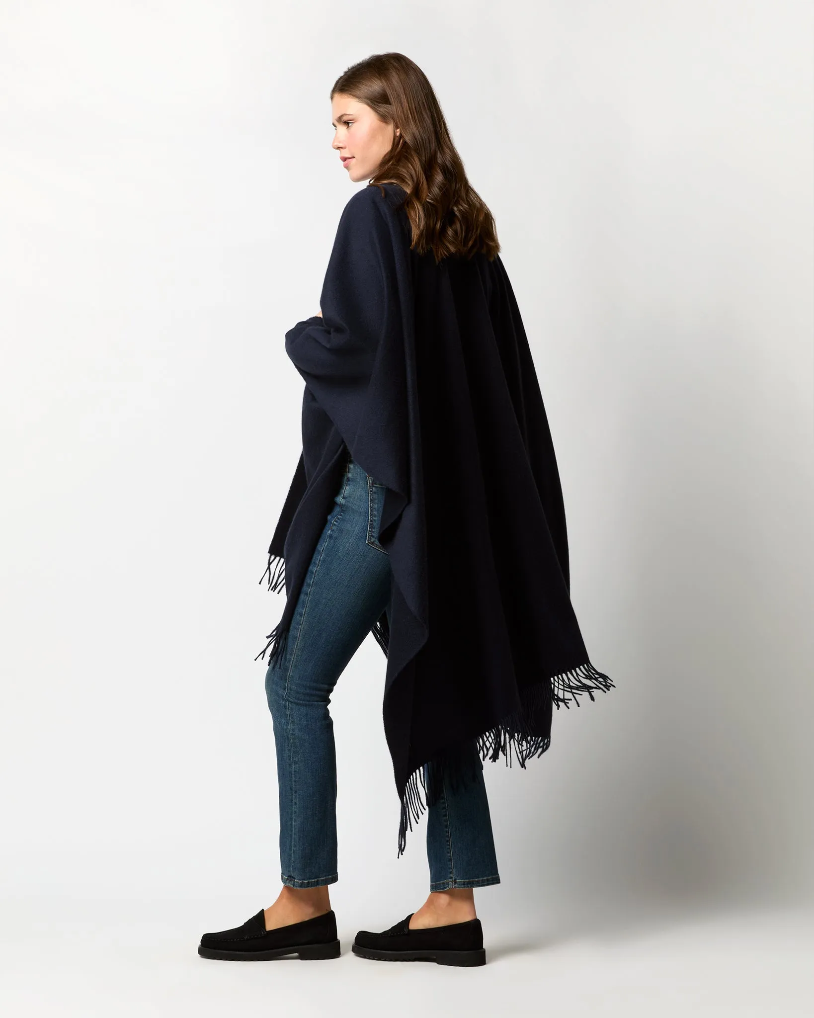 Cashmere Cape in Dark Navy