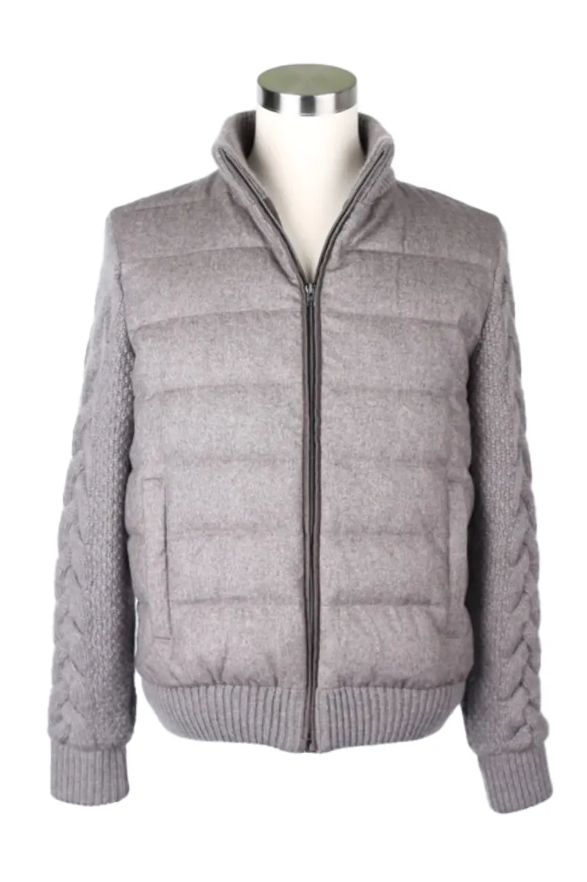 Cashmere/Silk Down Filled Knit Puffer Jacket