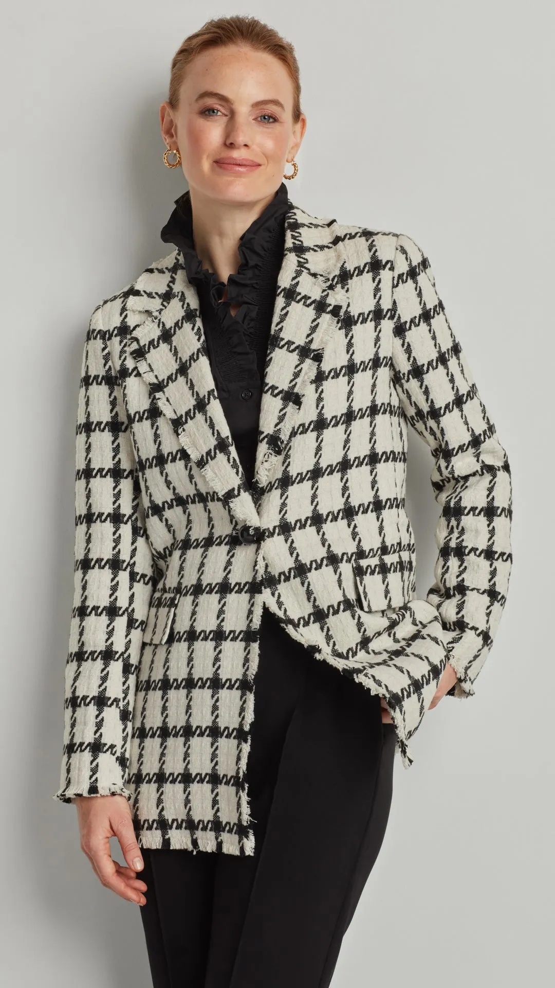 CHECKERED BOUCLE BLAZER