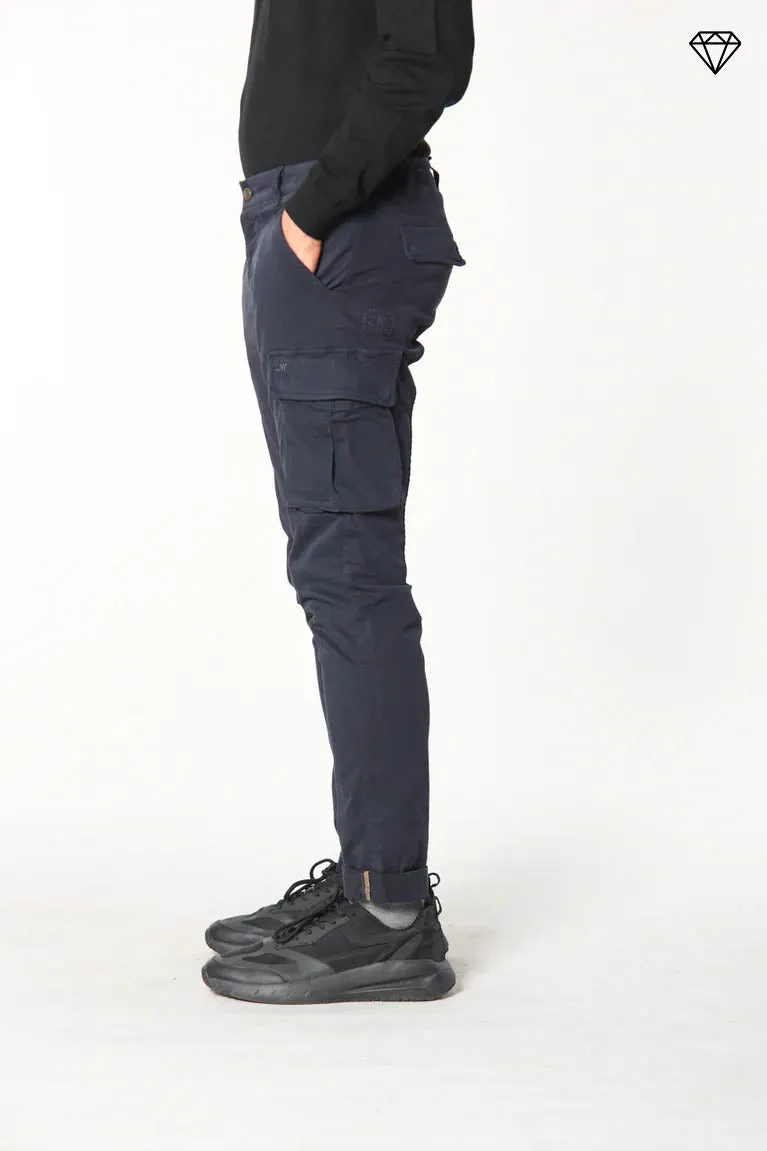 Chile Pantalone cargo uomo in gabardina extra slim ①