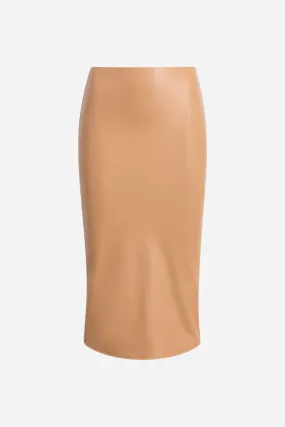 Commando Faux Leather Midi Skirt in Camel