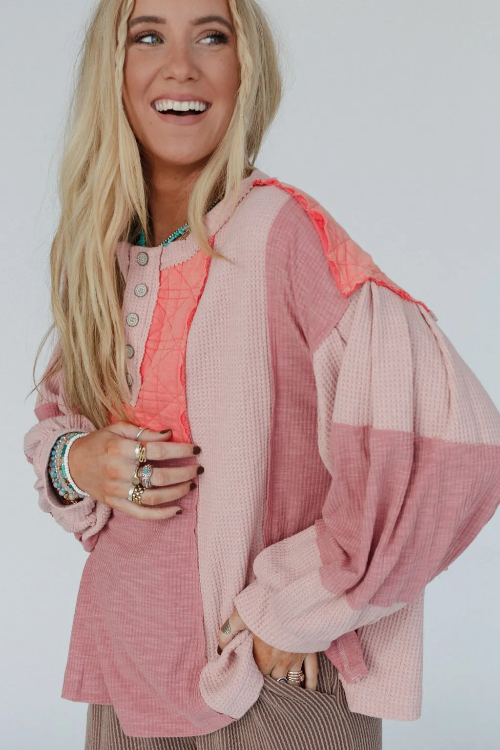 Cozy Oasis Multi Color Top - Coral