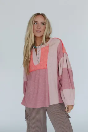 Cozy Oasis Multi Color Top - Coral