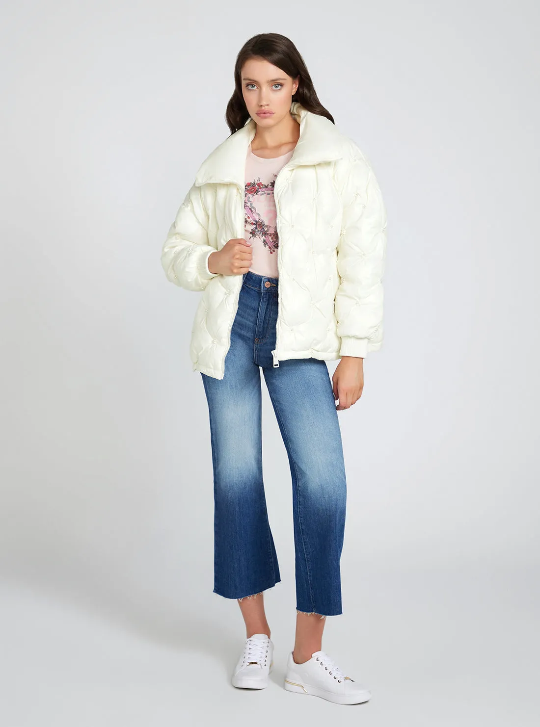 Cream White Perla Puffer Jacket