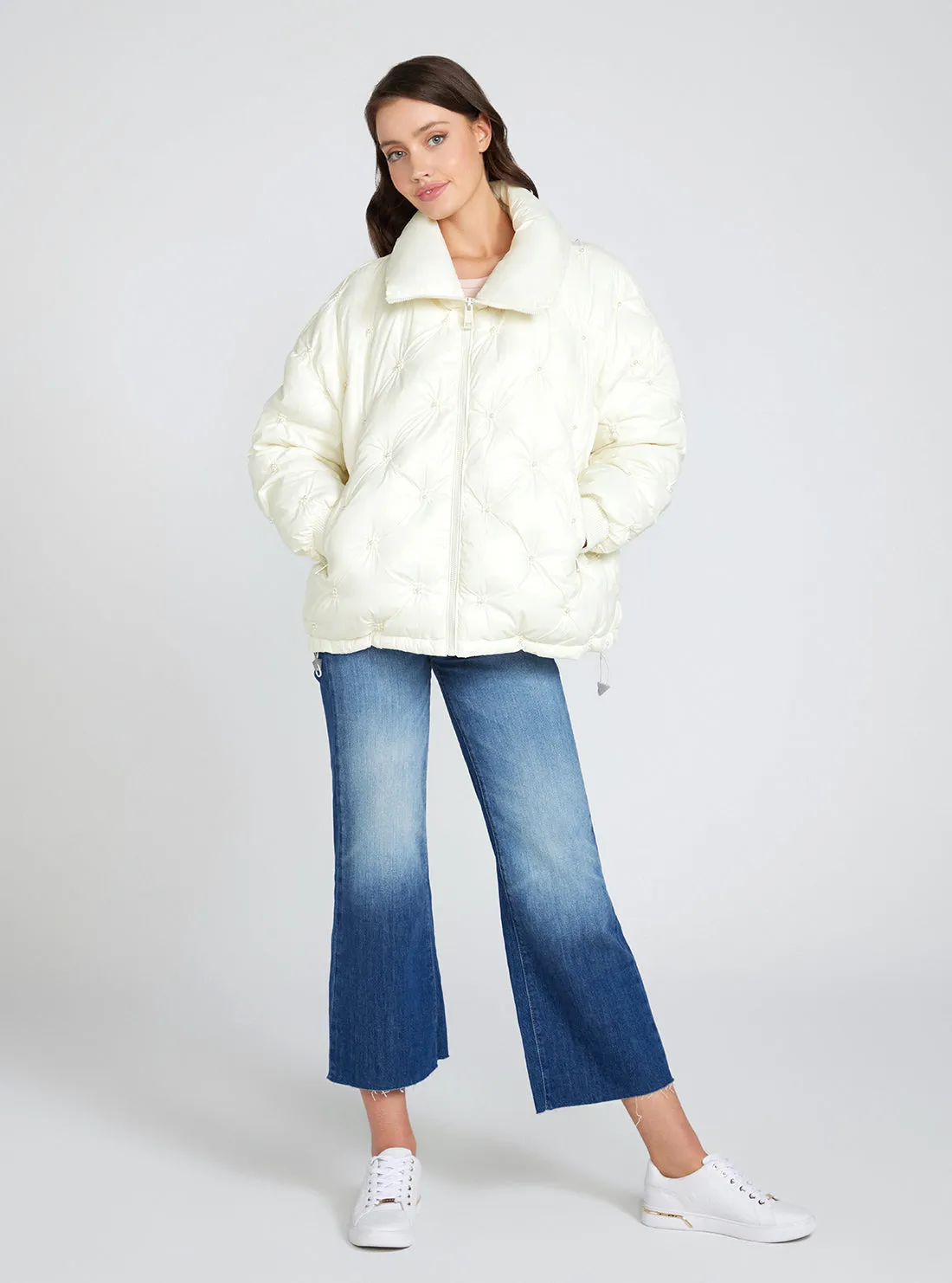 Cream White Perla Puffer Jacket