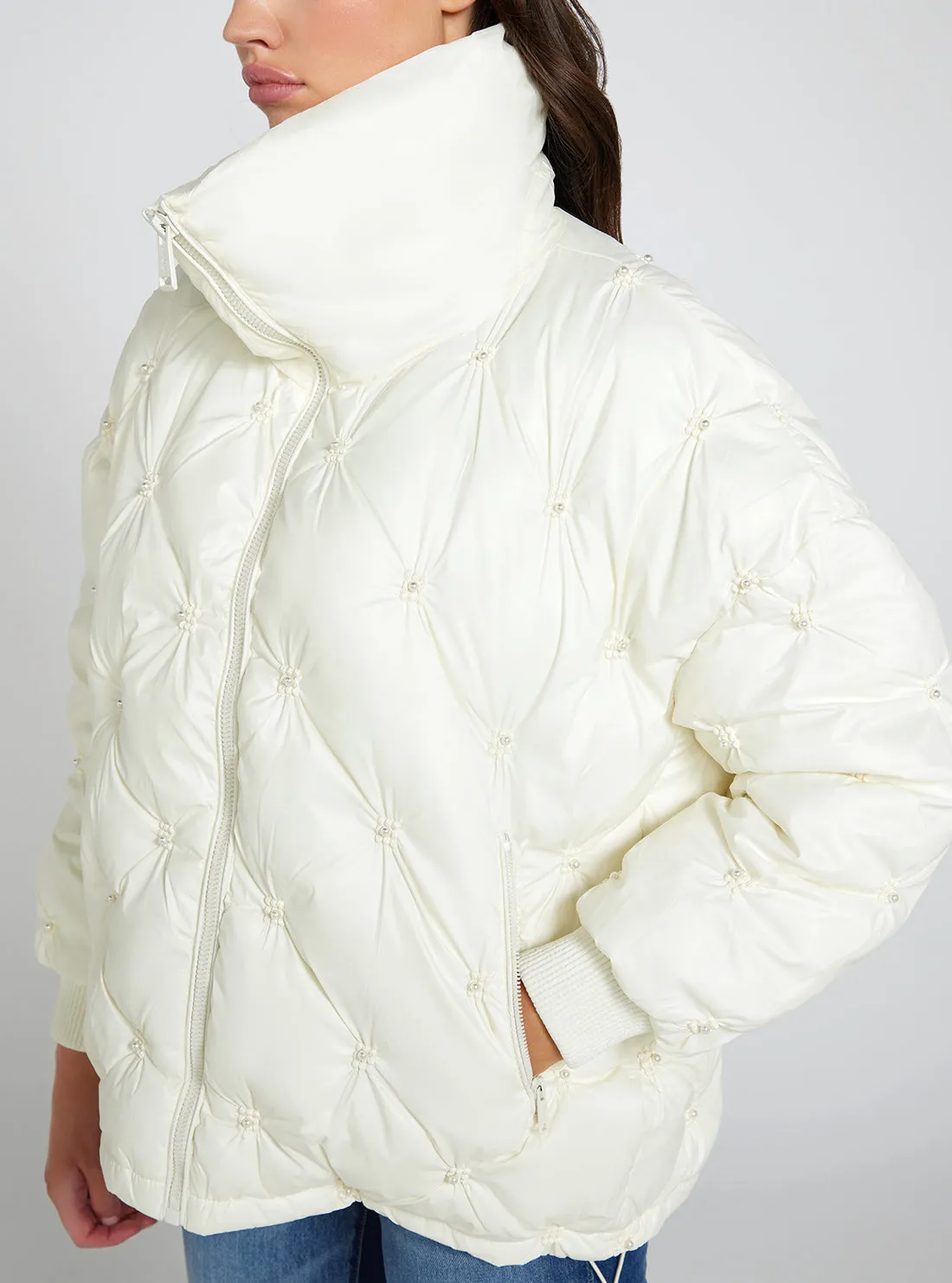 Cream White Perla Puffer Jacket