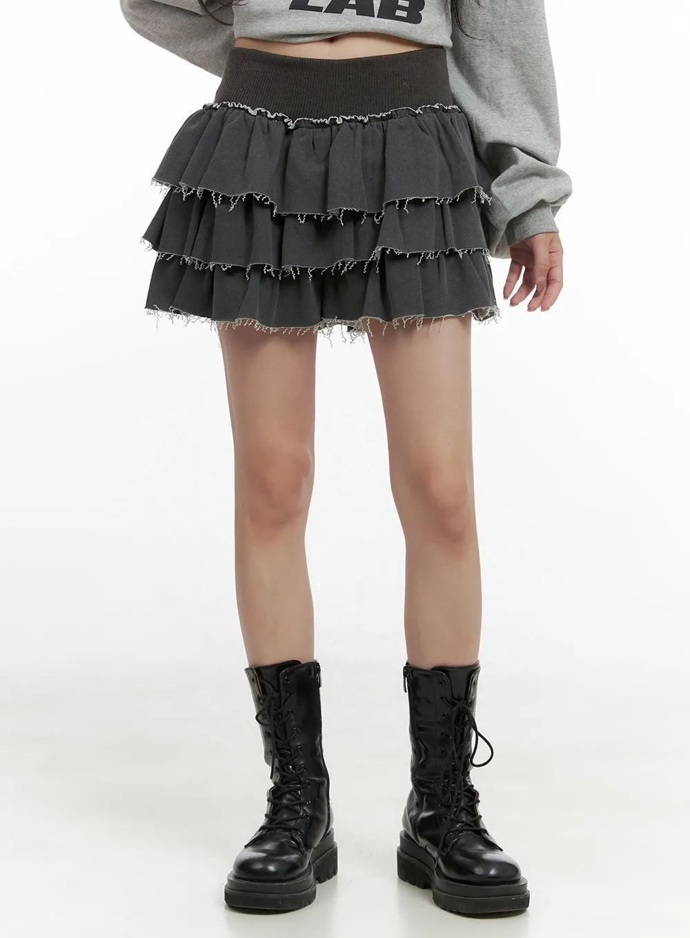 Distressed Layered Frill Mini Skirt CG421